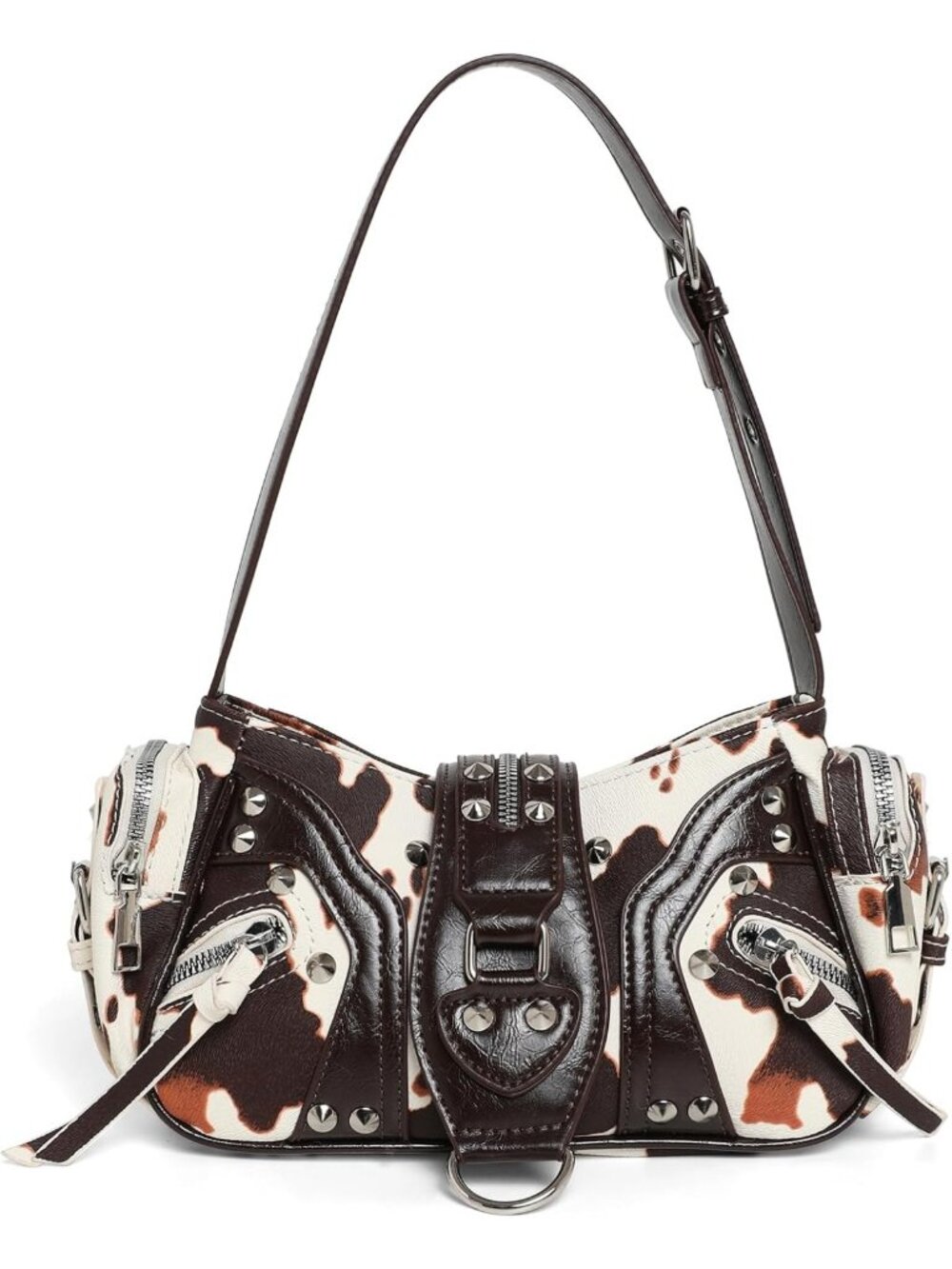 Trendy Y2K Small Shoulder Bag - Buckle Hobo Purse with Studded Gothic Style